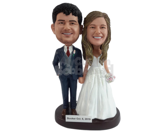 Custom Bobblehead Young beautiful couple wearing nice wedding dres and suit with vest and lapel - Wedding & Couples Bride & Groom Personalized Bobblehead & Action Figure Custom Bobblehead Young beautiful couple wearing nice wedding dres and suit with vest and lapel - Wedding & Couples Bride & Groom Personalized Bobblehead & Action Figure